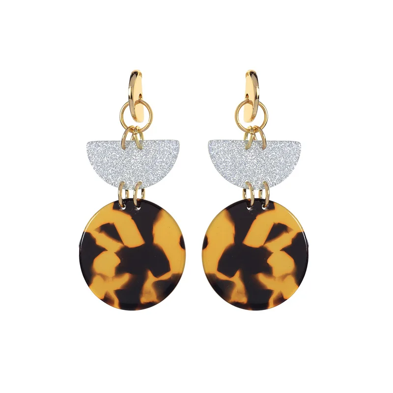 

Fashion Women Jewelry Round&Semicircle Resin Pendant Earrings For Girls Party Gifts Dangle Earrings 2019 Newest Accessories