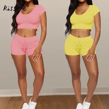 Футболка с коротким рукавом, спортивный костюм, спортивная женская одежда для тренировок, комплект для йоги, Женская Спортивная одежда для фитнеса, женские леггинсы для спортзала, 2 шт., спортивные костюмы