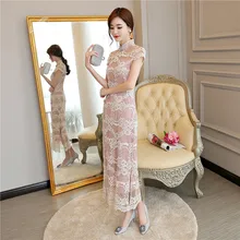 Summer Fashion Cheongsam Dress Lace Long Qipao Chinese Traditional Female Sexy Modern Evening Dress Qipao