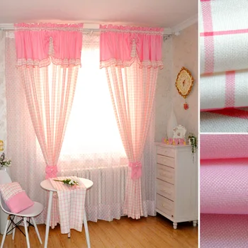 

Plaid curtain Linen window curtains children girls boys kids infant soundproof cortinas nursery pink curtains1834