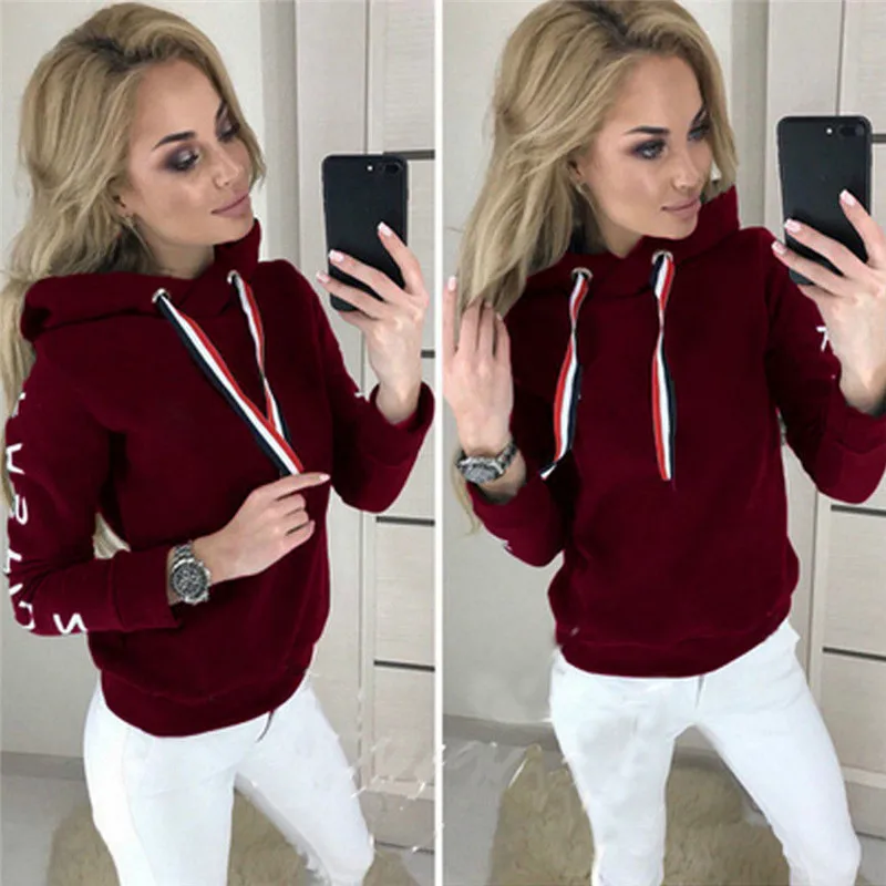 

Hooded Long Sleeve Casual Hoodies Women Sweatshirt New Autumn Womens Hooded Pullover Tops Coat Sweatshirts