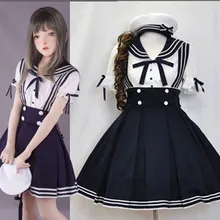 Платье в стиле Лолиты; униформа для колледжа; костюм моряка; мягкая униформа для девочек с воротником в морском стиле