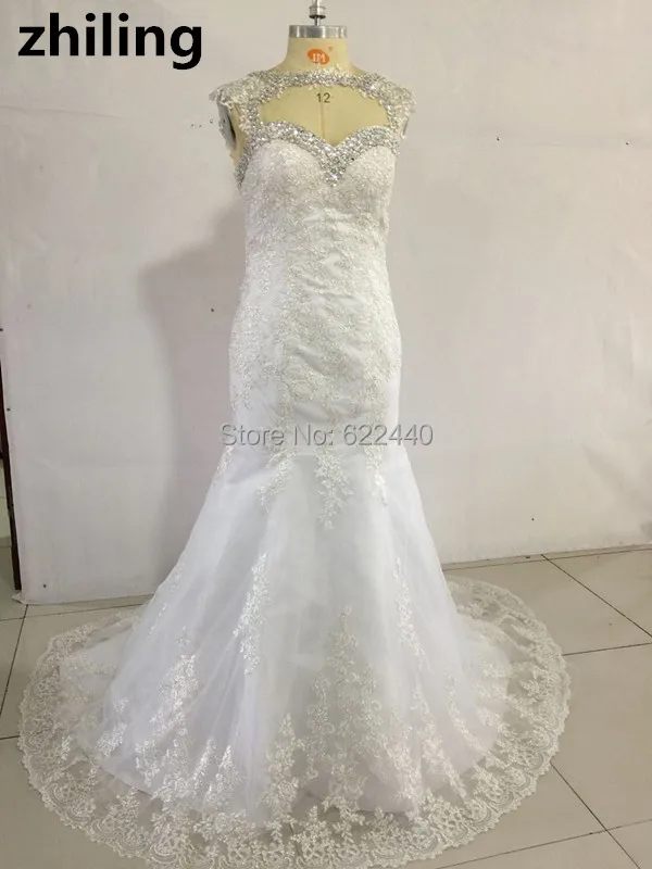Removable Jacket Lace Mermaid Wedding Dresses V neck Beaded Bridal