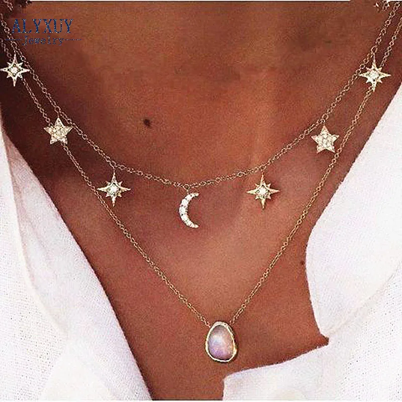 Fashion 3 Stars Star Gold Choker Chain Necklace Pendant Jewelry MW 
