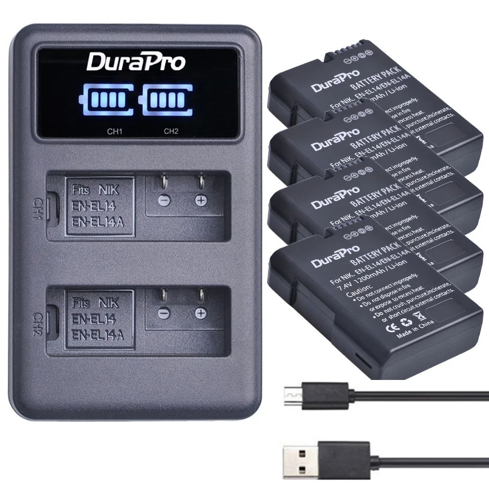 

4x EN-EL14 EN EL14 EL14A camera Battery+LEDDual Charger for Nikon D5600,D3400 D d5300 d5200 d5100 d3100 d3200 P7800,D7700 D7100