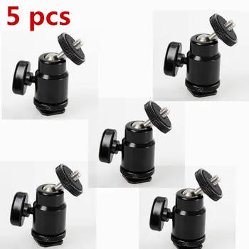 

5pcs Mini Tripod Ball Head ballhead Hot shoe to 1/4 Screw mount for flash light stand