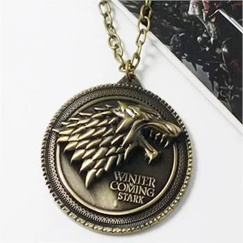 8 styles HBO Game of Thrones necklace House Stark Winter Is Coming Bronze 2 Metal Family Crest pendant jewelry souvenirs