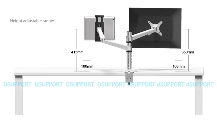 Oa-8 Desktop clampping полный движения Высота Регулируемый двойной Arm Планшеты PC держатель + одна рука Держатели мониторов Планшеты pc стенд