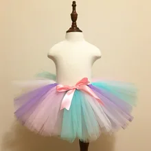 Для девочек с единорогом юбка-пачка с розовым бантом Детская юбка-американка детское платье для танцев для девочек балетнок платье-пачка День рождения Тюлевая юбка костюм единорога