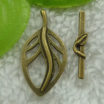 

120 sets antique bronze leaves clasps 29x6`37x17mm #1983