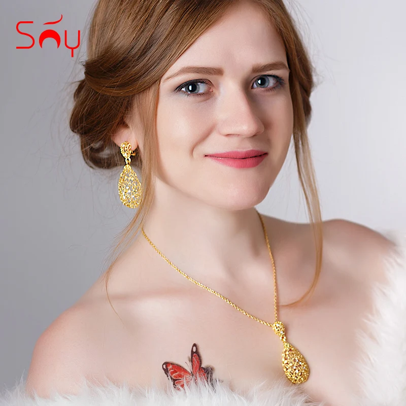 Комплект из колье и серёг с фианитом|jewelry sets for women|vintage jewelry setsjewelry |