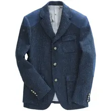 Мужской Блейзер, приталенный, синий, 53% шерсть, Осень-зима, высокое качество, мужской пиджак, однобортный, Королевский синий цвет, Мужская одежда, 3xl