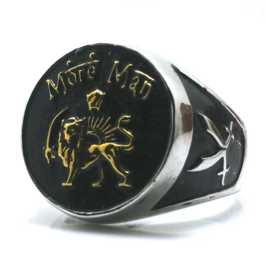 

Mens 316L Stainless Steel Punk Gothic Golden Lion King Scimitars Newest Ring
