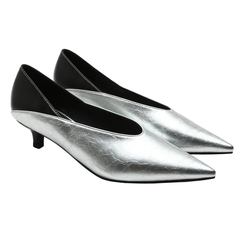 Xgravity/Винтажные вечерние туфли; модельные туфли с острым носком; элегантные модные женские туфли-лодочки на высоком каблуке; пикантные женские вечерние туфли с v-образным вырезом; A133