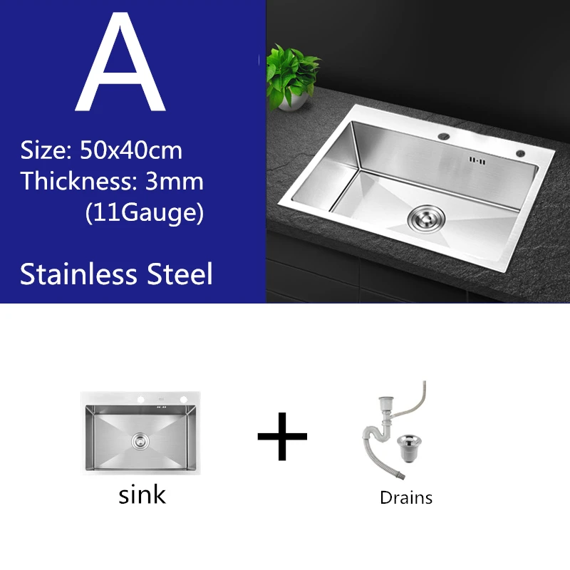 

3mm Thickness Kitchen Sink Above Counter Brushed Stainless Steel Single Bowl Sinks Kitchen,45*65cm Stainless Sink