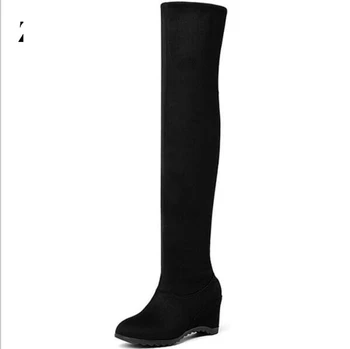 

Chaussure Femme Wedges Shoes Woman Women Pumps Winter Ladies High Heels Height Increasing Over The Knee Thigh High Boots G61212