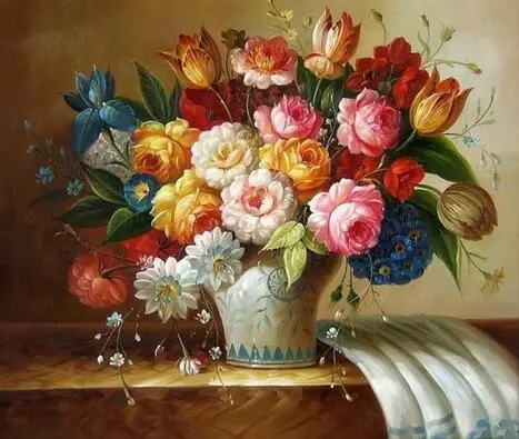 tulip and rose Hot Selling Framed Picture Home Decor Flower Painting By Numbers On Canvas Wall Art Flower For Living Room