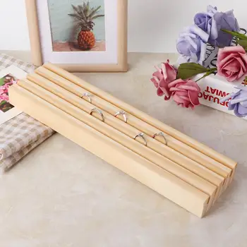 

Fashion Long Solid 4 Rows WoodenJewelry Display Rack Rings Stand Holder Storage Jewellery Organizer Holder Stand for Gift i