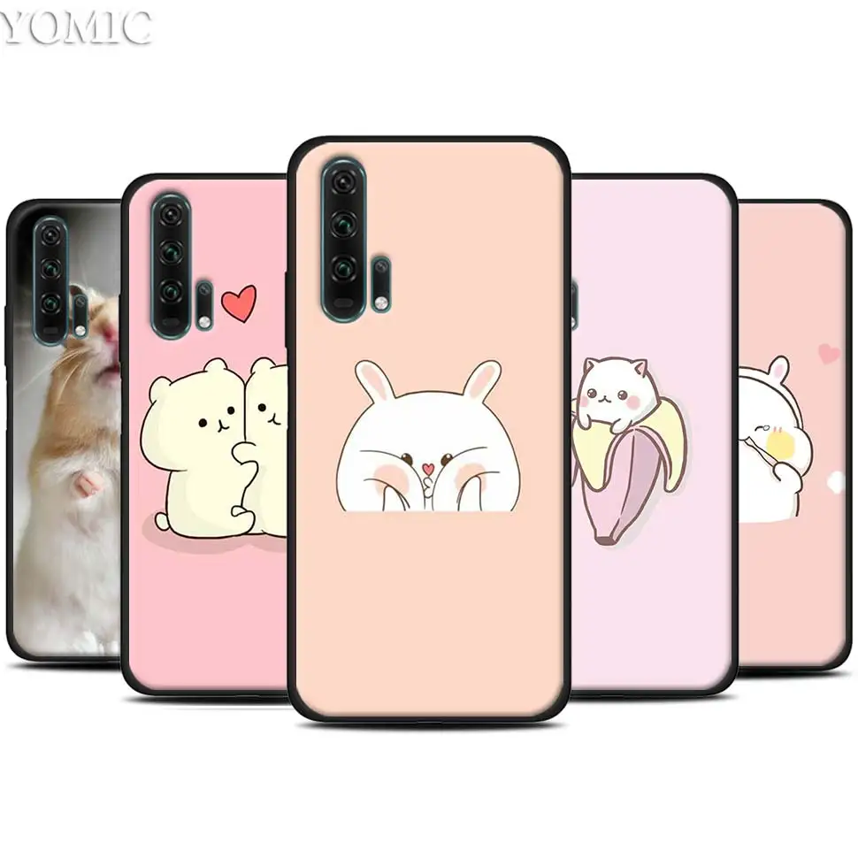 

Animal Cute Hamster Black Silicone Case for Huawei Honor 20 Pro 10 20 Lite 20i V20 8X 8C 8A 8S Play Enjoy 9e 9s Case