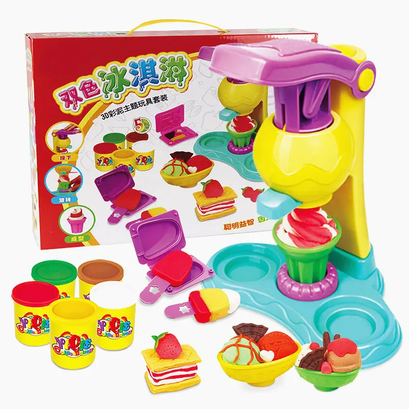 Children Play Dough Model Tool Toys For Kids Plasticine Play Dough Ice Cream Sets With Slime Moulds 18Pcs/Set Modeling Clay Kit Children Play Dough Model Tool Toys For Kids Plasticine Play Dough Ice Cream Sets With Slime Moulds 18Pcs/Set Modeling Clay Kit