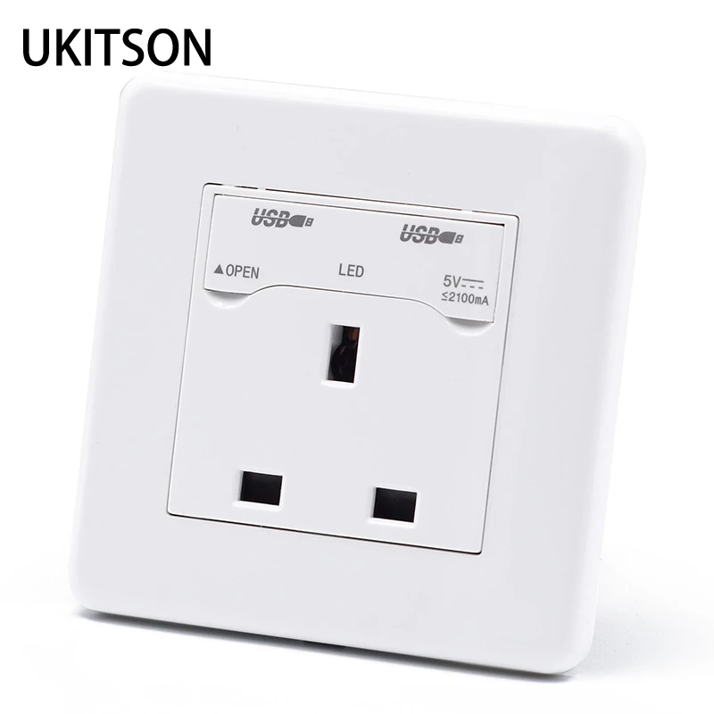 Dual USB Charging Port 5V 2100mA UK Singapore Electric Wall Outlet For