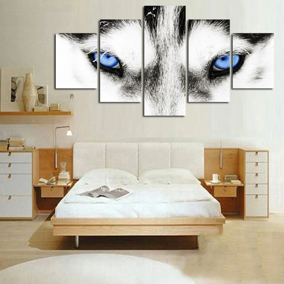 Modern HD Painting Wall Art Modular Poster 5 Panel Animal Wolf Printed Canvas Living Room Pictures Home Decoration Framework