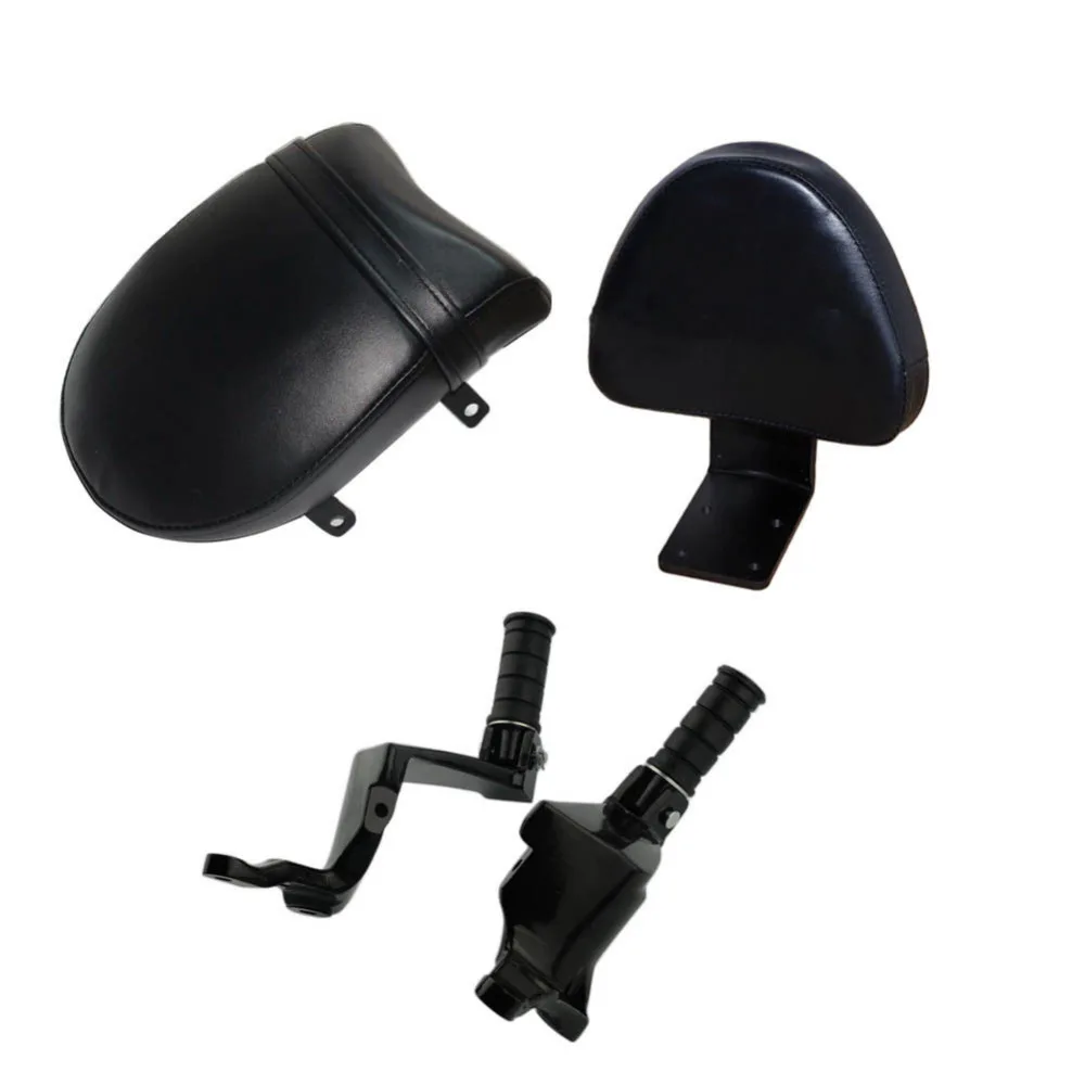 1Set Rear Backrest Black Seat Sissy Passenger Foot Peg Footrest Pillion