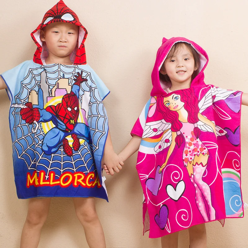 Cute 100 Cotton Children's Hooded Towel Mantle Bath Towel Printed