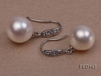 

Unique Pearls jewellery Store Perfect 11.5x13mm White Rice Freshwater Pearl 925 Silver Dangle Earrings Charming Women Party Gift
