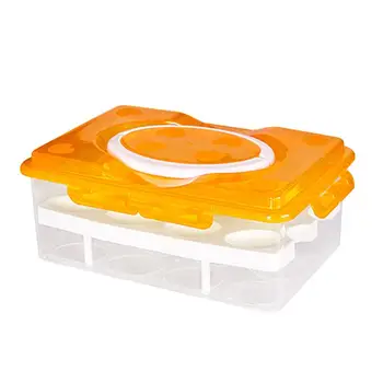

1 pc Eggs Storage Box with Lid Portable 24 Grids Egg Storage Cases Double Layer Egg Holder Tray Refrigerator Eggs Case Container