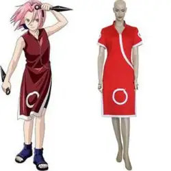 Аниме Наруто Косплэй одежда-Индивидуальный Наруто Косплэй Харуно Сакура Юбка (красный) Для женщин Косплэй костюм-бесплатная доставка