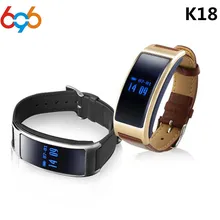 696 K18 сердечного ритма Смарт-браслет IP67 OLED Bluetooth 4,0 120 мАч шагомер спящий режим трекер кожаный ремешок+ силикон