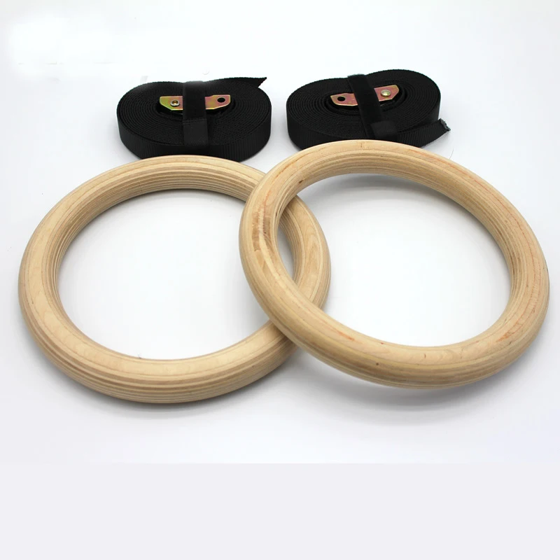 

2018 New Wooden 28mm Exercise Fitness Gymnastic Rings Gym Exercise Crossfit Pull Ups Muscle Ups