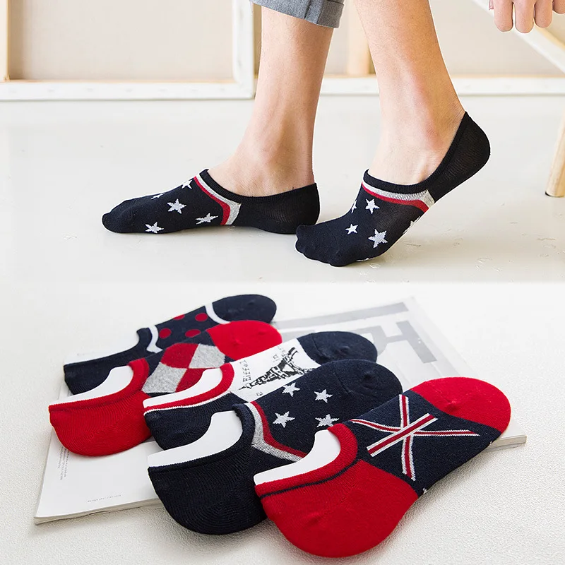 TWTZQ 5 пара/лот, высокое качество, повседневные носки для мужчин, Harajuku, повседневные Нескользящие хлопковые носки, Meias, носки-башмачки, 2WZ321 - Цвет: 3