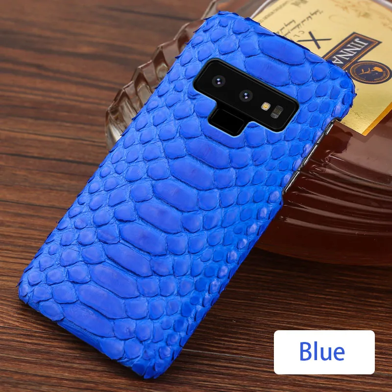 Чехол для телефона для samsung примечание 9 8 5 S10 S9 S8 S7 S6 Edge Plus A3 A5 A7 A8 J3 J5 J7 из натуральной кожи питона высокая-конец пользовательские задняя крышка - Цвет: Синий