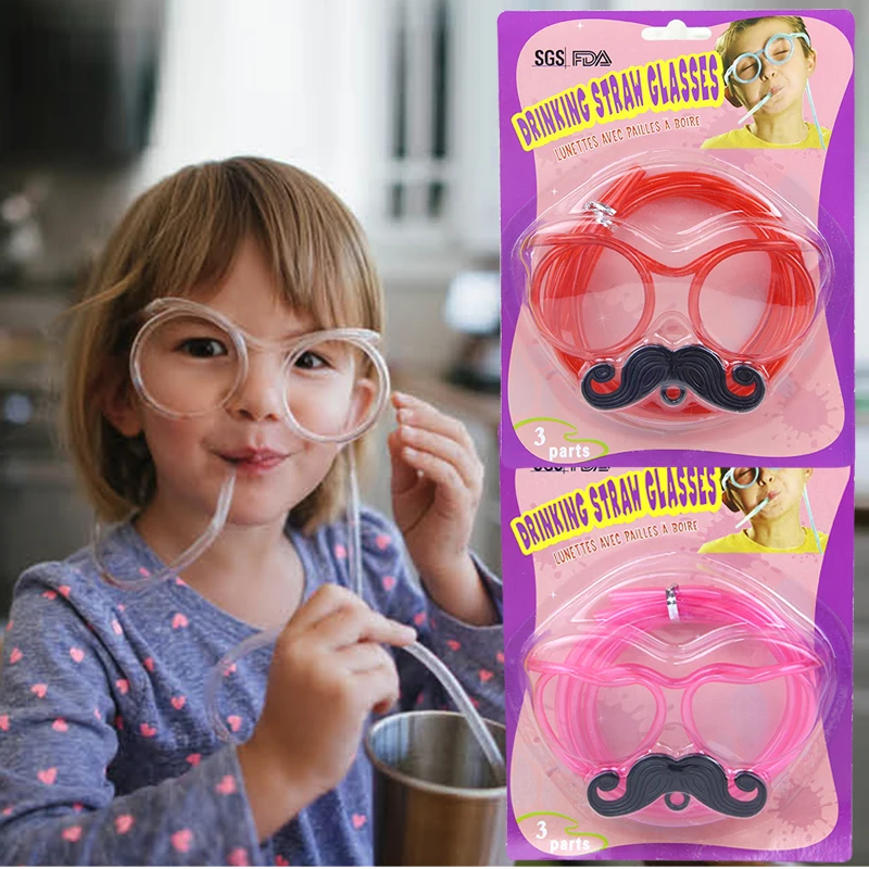 Wholesale Funny Soft Glasses Straw Unique Flexible Drink Tube Kids