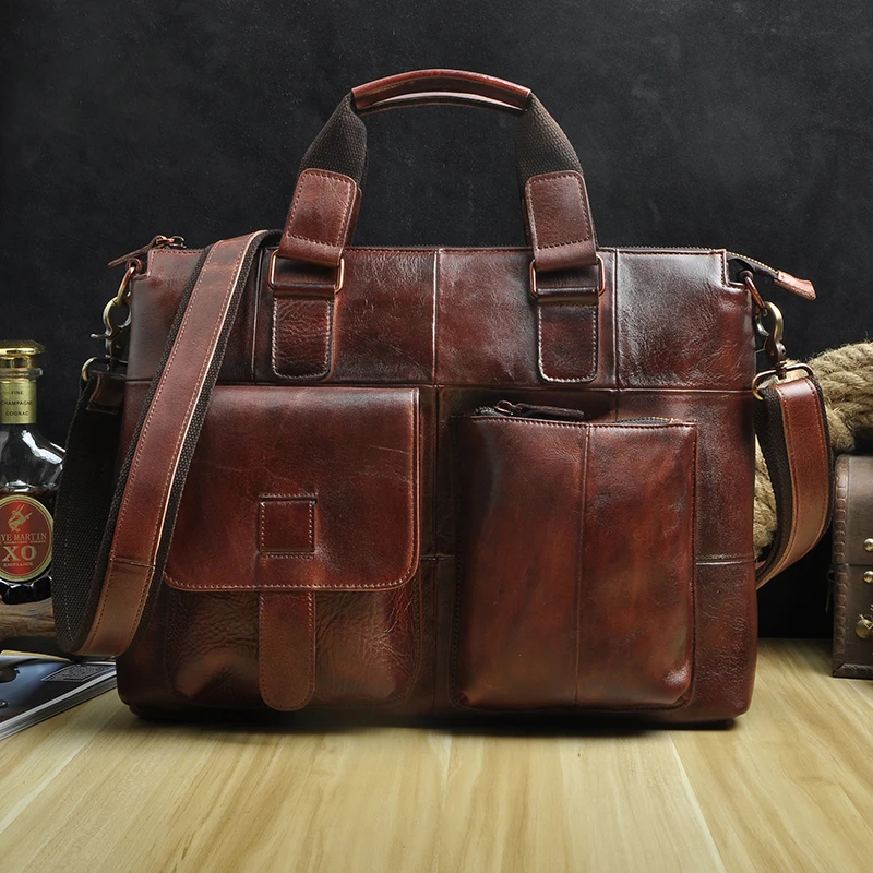 Мужской кожаный дизайнерский антикварный Ретро деловой портфель для путешествий 1" чехол для ноутбука сумка-портфель сумка-мессенджер B260-d