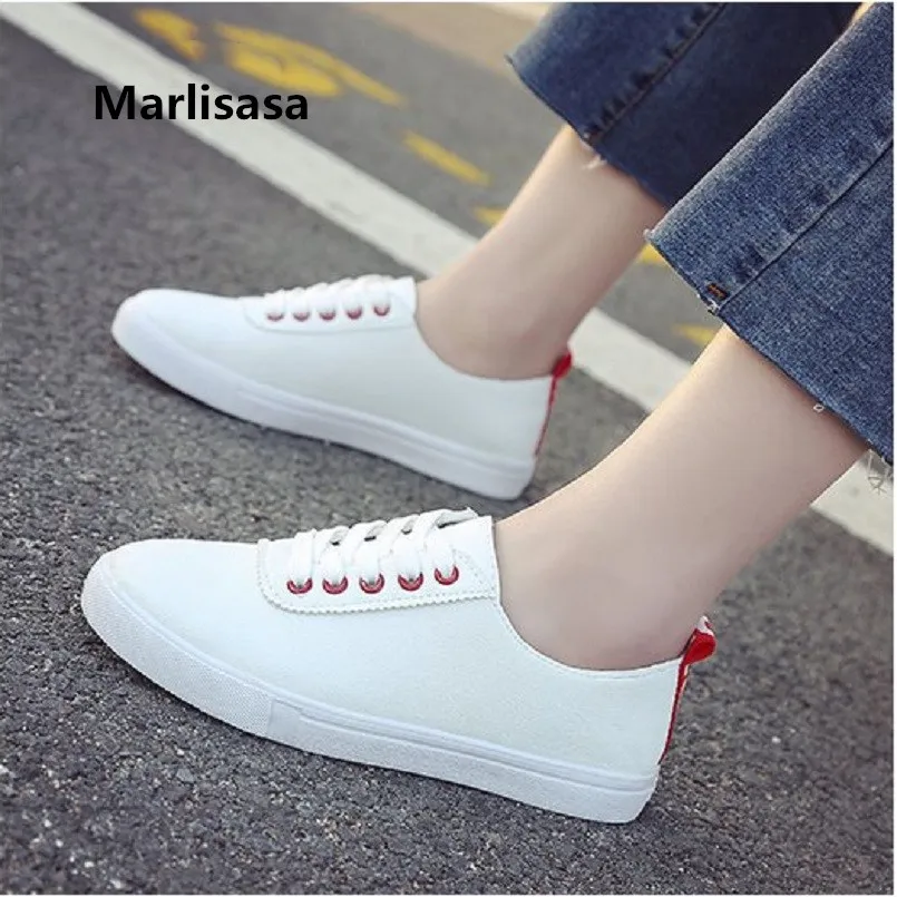 Marlisasa Для женщин прелестные модные туфли удобные белые туфли из искусственной кожи на шнуровке женская обувь Повседневное легкая обувь;