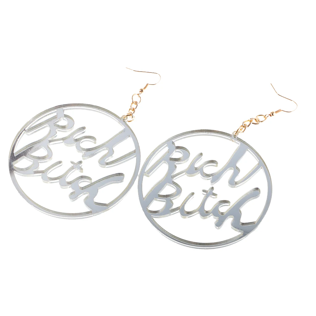 Oversized Punk Acrylic Earring Hip-hop Rich Bitch Big Letter Dangle Earrings for Party