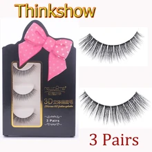 3 пары 3D ручной работы натуральный норковый Полный Накладные ресницы высокое качество Толстая полоска ресницы расширение Макияж Красота Инструменты 3D-1-1