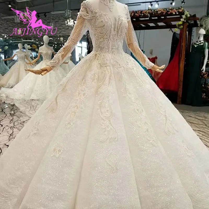 AIJINGYU дешевые свадебные платья онлайн платье с жемчугом реальное изображение простой девушка романтическая Иллюзия цветочный пышные