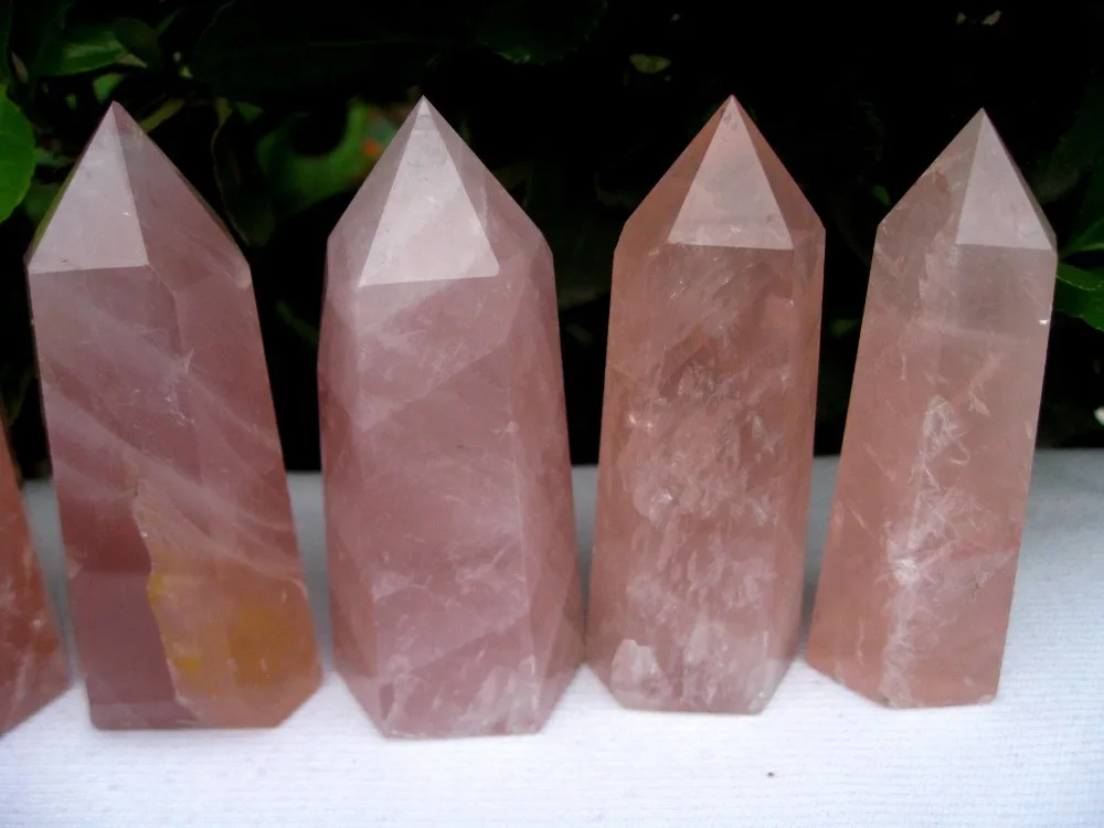 

4pieces 70-90mm natural rose quartz crystal point wand