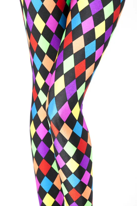 Russian Checked Print Leggings Mardi Gras Jester Party Joker Clown Pants Colorful Novelty Fashion Leggings Leggins for women D28