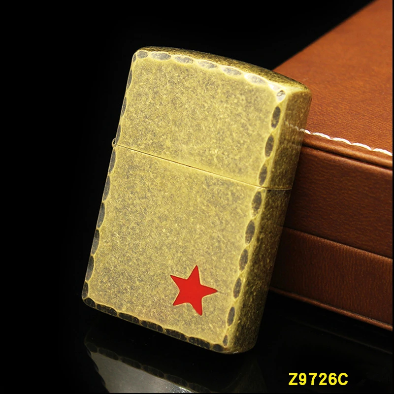 

Bronze Knurled Kerosene Oil Lighter Pure Copper Cigarette Lighter Pentagram Carving Design Smoking Accessoried Gadgets For Men