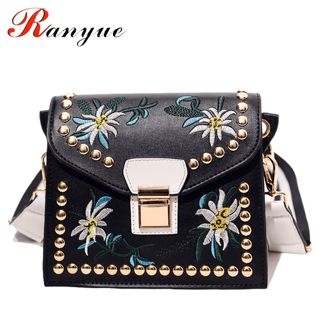 Fashion Women Leather Messenger Bag Flower Handbag Ladies Small