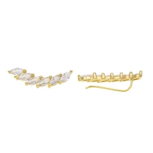 vermeil, серебро 925 пробы, свадебный подарок, marquise cz, кластер, длинный альпинист, серебро AAA+ кубический цирконий, серьги 925