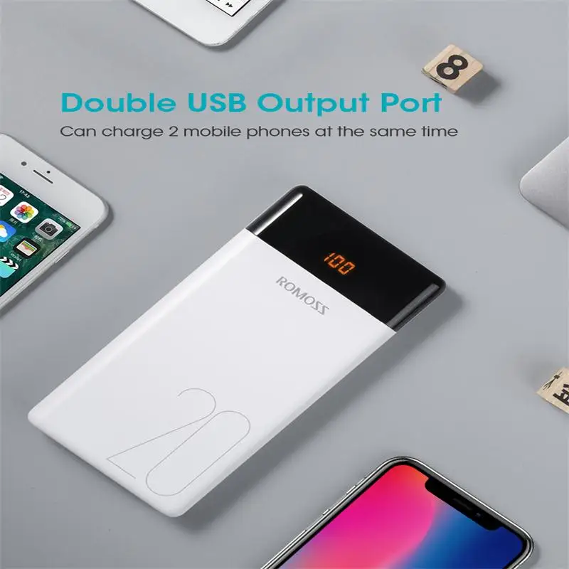 ROMOSS LT20 Power Bank 20000mAh Dual USB Portable Charger With LED Display Fast External Battery For Phones Tablet Xiaomi ROMOSS LT20 Power Bank 20000mAh Dual USB Portable Charger With LED Display Fast External Battery For Phones Tablet Xiaomi