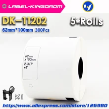 5 пополнения Rolls Совместимость DK-11202 этикетки 62 мм* 100 мм 300 шт. совместимый для устройство для печатания этикеток белый Бумага DK11202 DK-1202