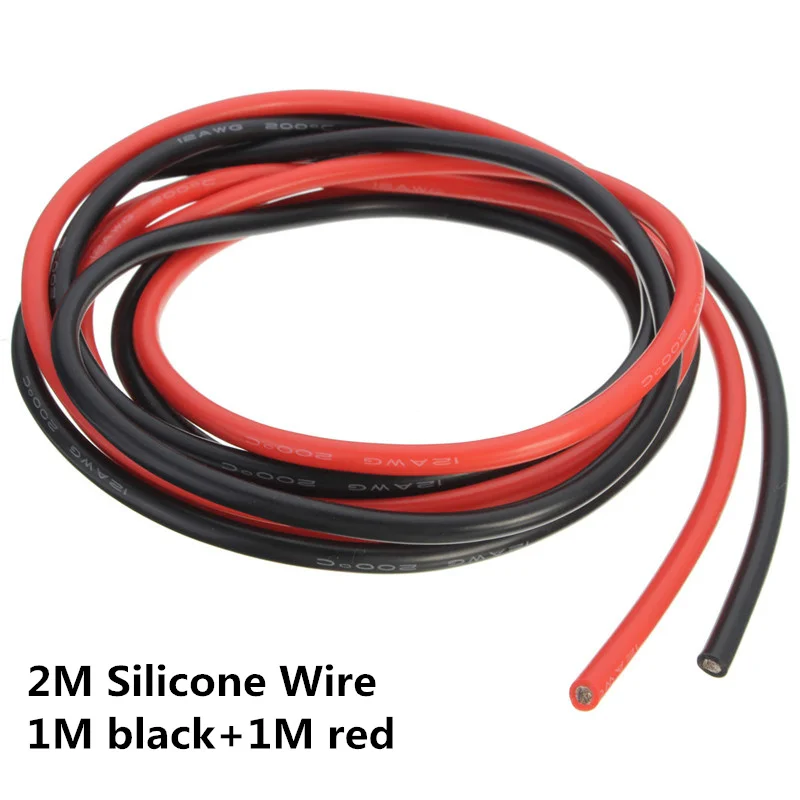 

2M Two Wires Silicone Wire SR Wire Flexible Stranded Copper Electrical Cables 1M black+1M red 12/16/18/20/26/28/30AWG