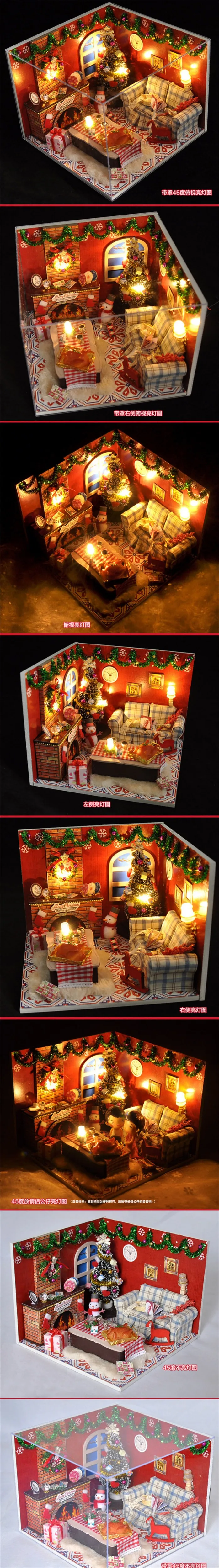 DIY Mini Doll House Furniture Kits Wooden Miniaturas European families Christmas Dollhouse 3D Puzzles Toys Gift for Children (3)